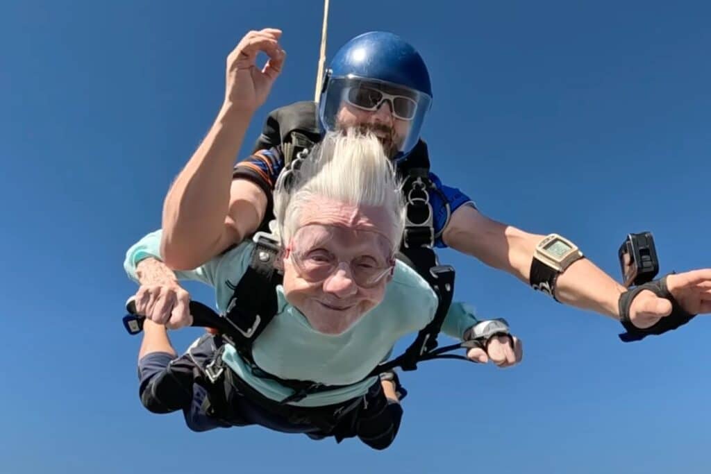 104 Year Old Woman Tries To Become World’s Oldest Person To Skydive; Her Skydiving Video Goes Viral
